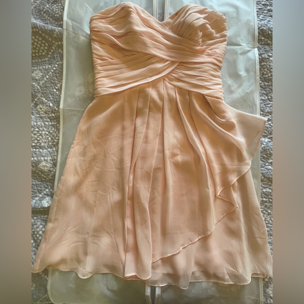 David's Bridal Strapless Bridesmaid Dress